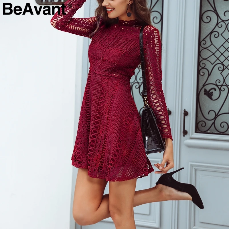 BeAvant сексуальное открытое Белое Кружевное Платье женское элегантное осенне
