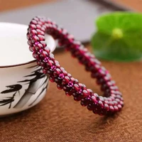 high quality pretty hand weave 3 5mm round shape natural red garnet gems elasticity bracelets w3482