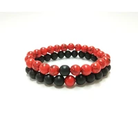 couples distance bracelet classic natural stone black and red beaded bracelets for men women gift