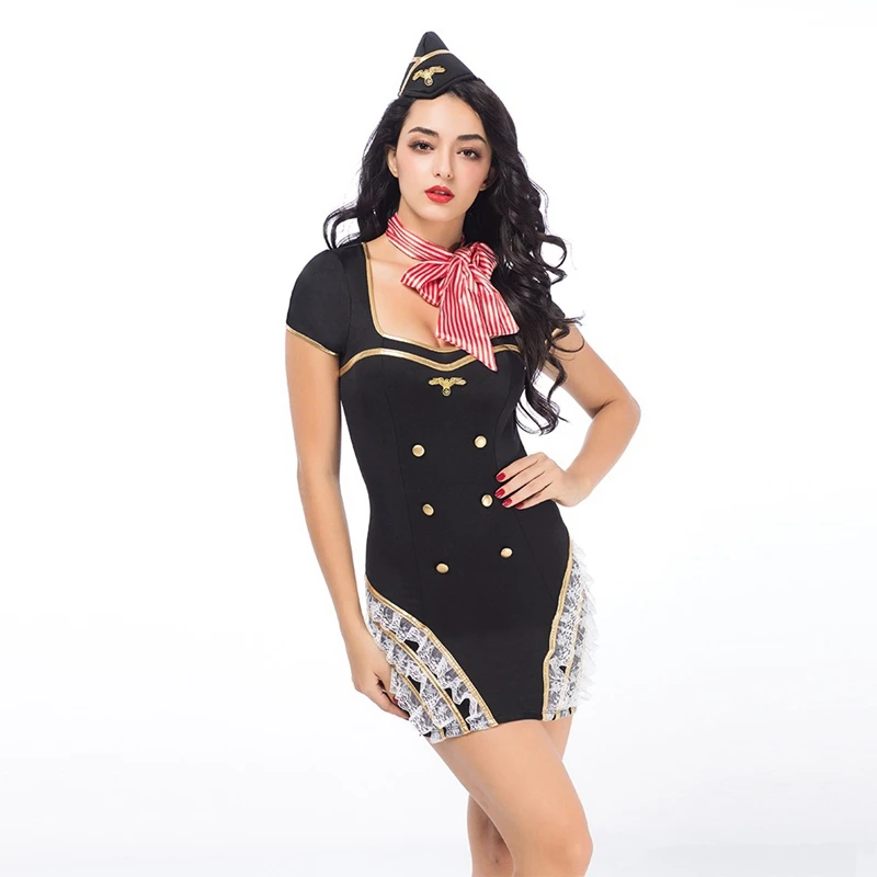 JSY Модные женские сексуальные костюмы бороды черное полиэфирное платье с