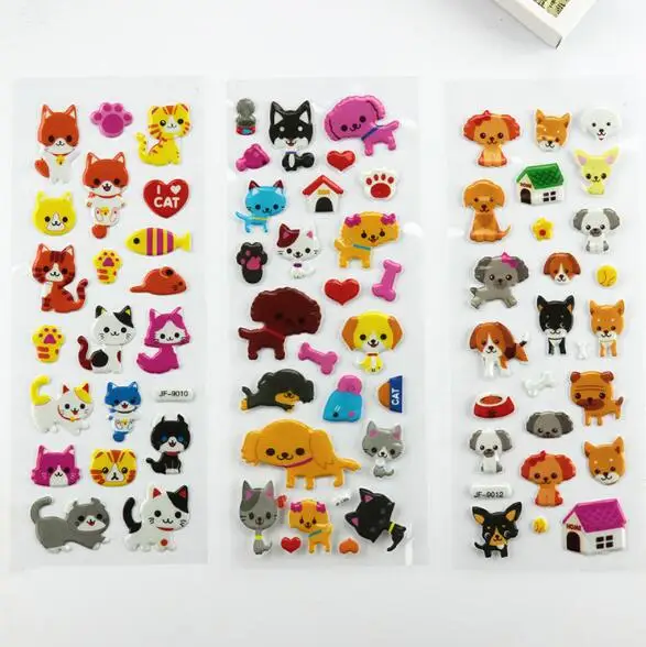 20 листов/партия Мультяшные животные пузырчатая наклейка украшение для детской