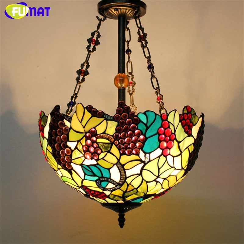 Витражная Подвесная лампа FUMAT в стиле ретро подвесной светильник 16 дюймов