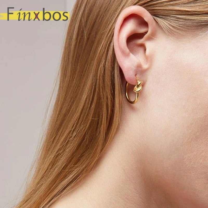 Простые круглые модные серьги Finxbos из нержавеющей стали в романтическом стиле