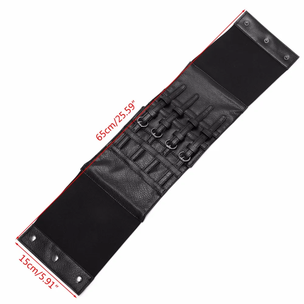 Retro Design Lady's Adjustable Slim Faux Leather Body Waist Shape 2-Way Closing Wide Elastic Belt Stretch Waistband Black | Аксессуары