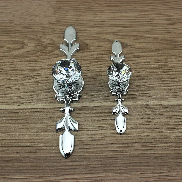 Стеклянная для комода ручки выдвижных ящиков с кристаллами тянет серебро хром