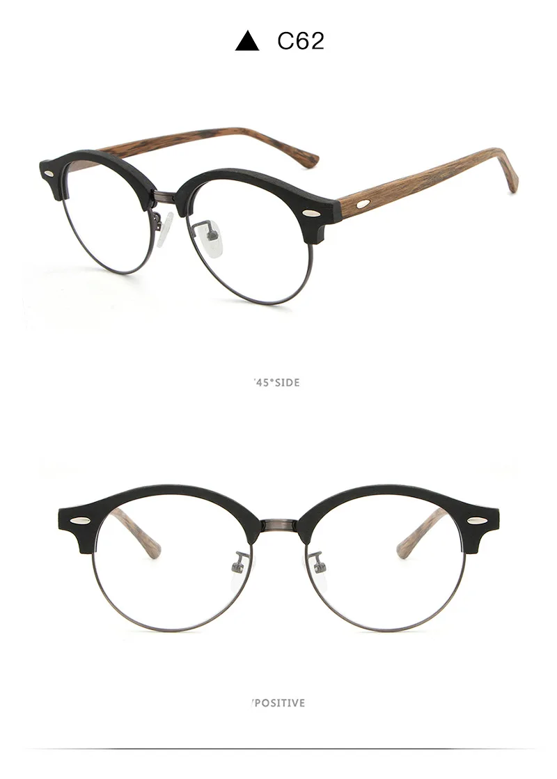 AZB оправа для очков деревянная винтажная круглая близорукость зрелищная оправа для очков с прозрачными линзами компьютерная оправа для чтения очков