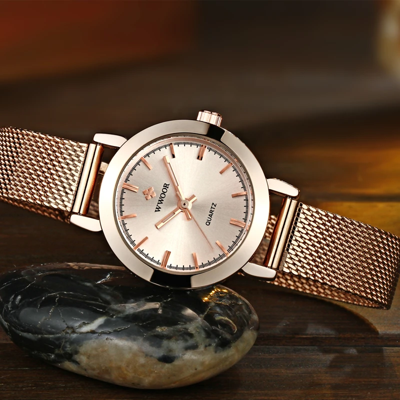WWOOR роскошные Брендовые женские часы дамские модные деловые кварцевые со