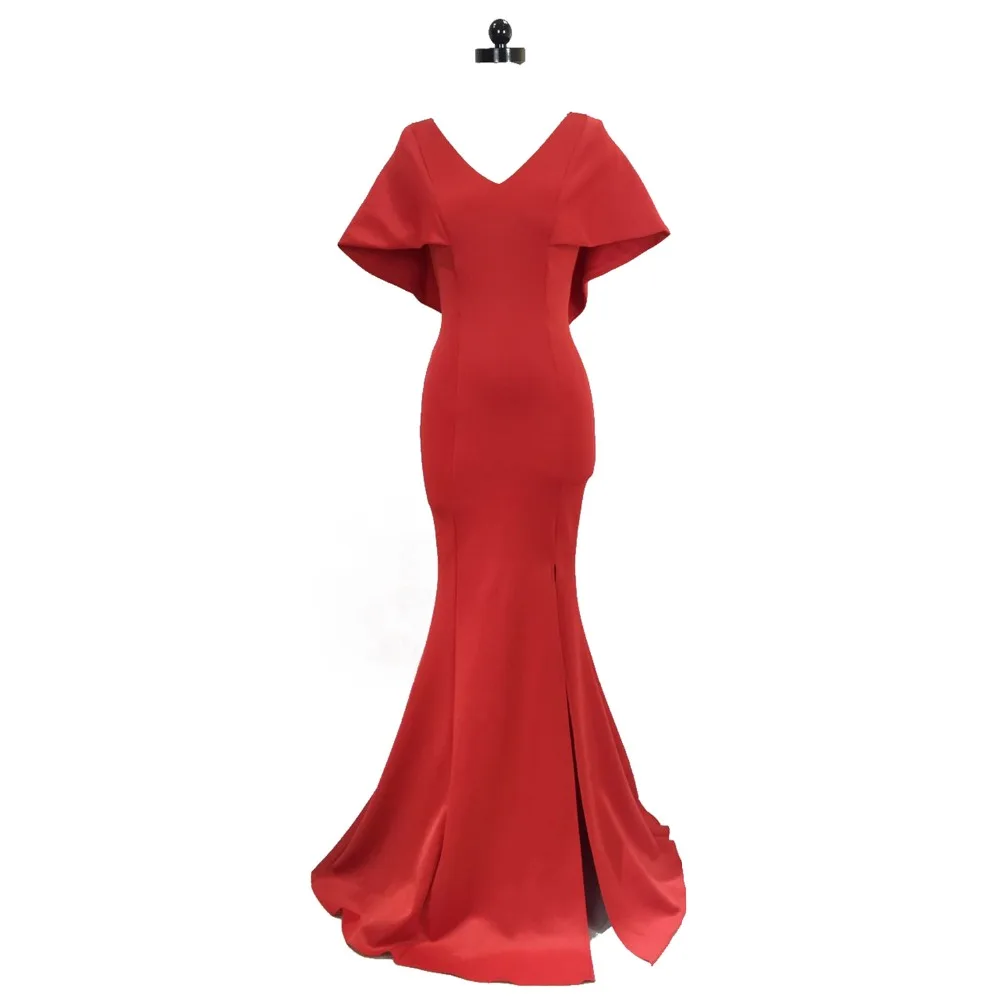 

Corzzet Sexy Red V-Neck Batwing Sleeve Slim Mermaid Dress Elegant Vintage Night club Evening Party Long Dresses Women Vestidos