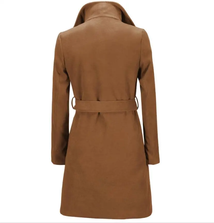 2019 модные пальто женская одежда лацкан длинный рукав ремень шерстяное весеннее