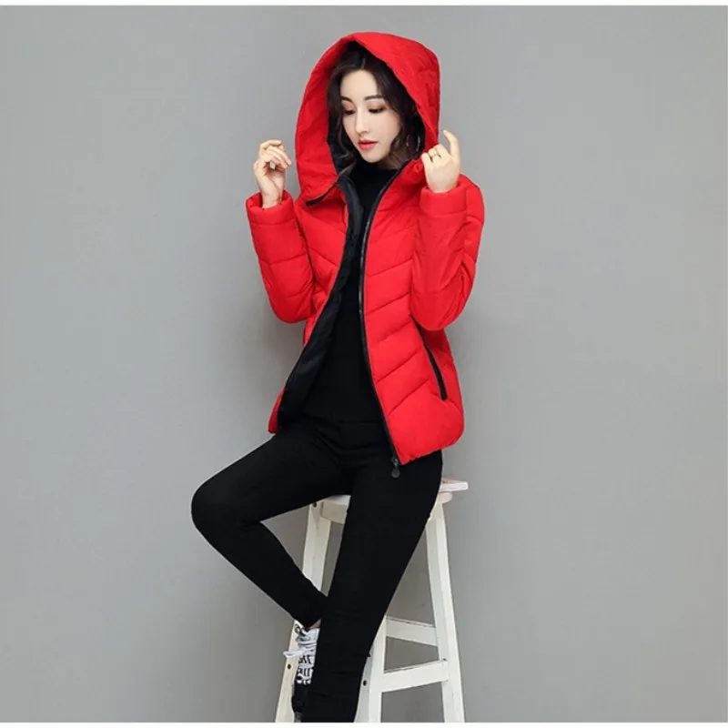 Winter new women's plus size loose hooded cotton clothing fashion casual solid color zipper top female wild Slim models | Женская