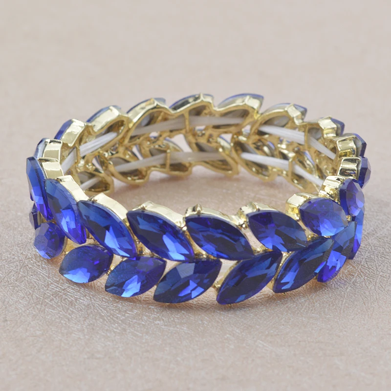 

Blue color Crystal Bangle for women man elastic thread bracelet hand bracelets wedding party show bracelet Jewelry accessories