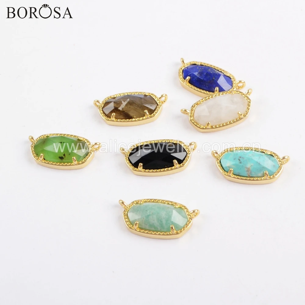 BOROSA 10 шт. золотой ободок шестиугольный граненый многоцветный соединитель камней