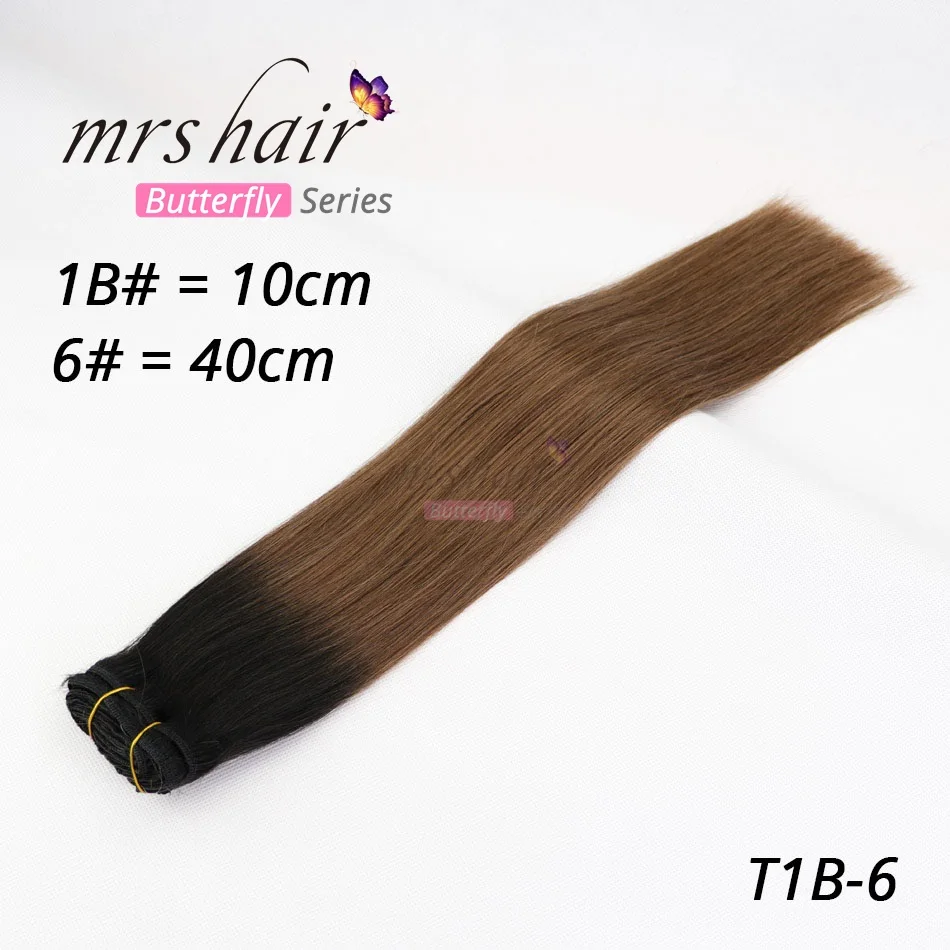 # T1B/6 MRS HAIR, Омбре, человеческие волосы для наращивания на заколках, волосы для наращивания, блонд, натуральные волосы remy на заколках, прямые волосы на заколках - Цвет: # T1B/6