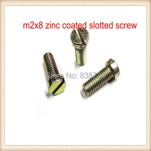 

1000pcs steel with yellow zinc coated m2*8 flat head cross screw