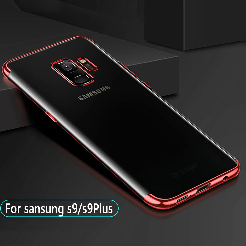 Роскошные Crystal Clear чехол для Samsung Galaxy S9 плюс Чехол глянцевый хромированные Gold Ultra