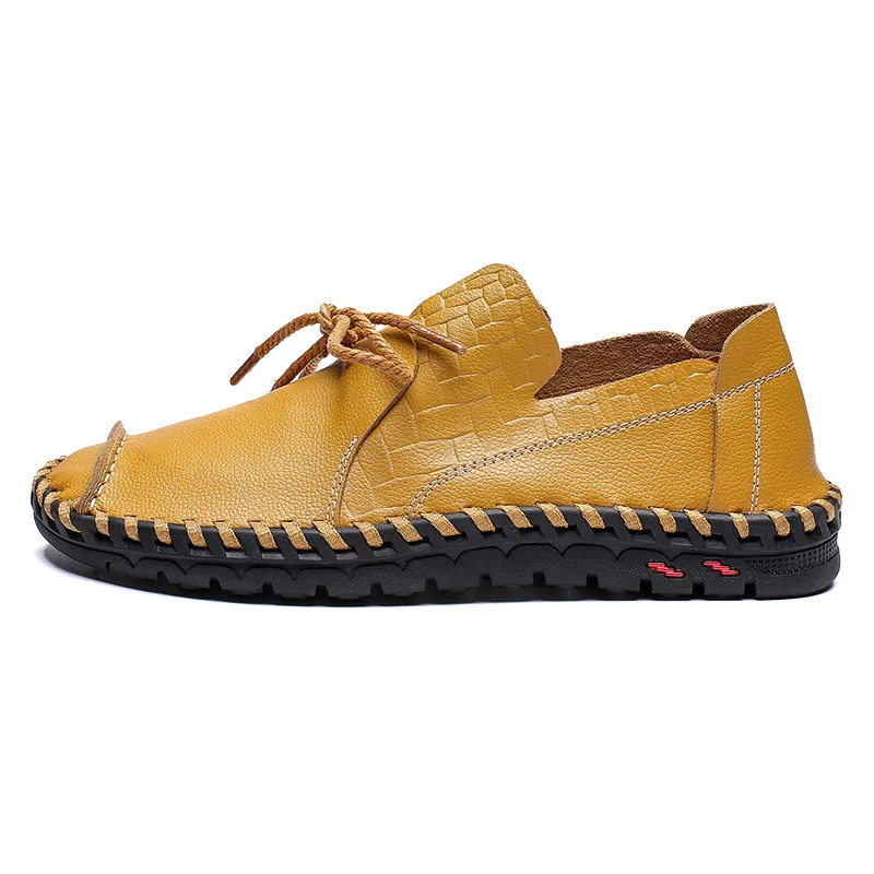 yellow brown 9970-65 Лето мужские кроссовки двухслойные ручной работы Повседневные Легкие мужские туфли Лоферы мужские мокасины Tenis Мужская обувь Homme - Цвет: yellow brown 9970-65