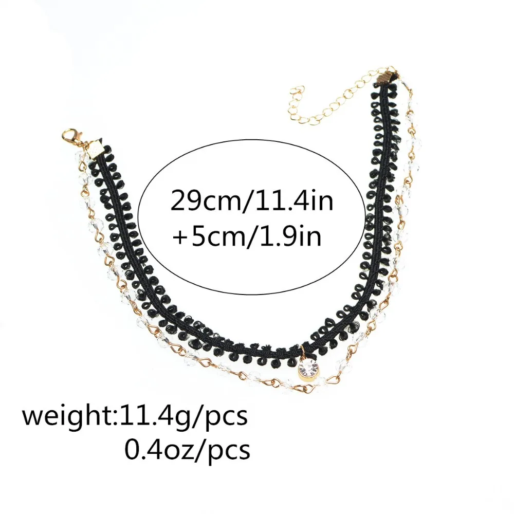 Fashion Necklaces For Women Crystal Beaded Lace Pendant Chain Necklace Torques In Vintage Choker | Украшения и аксессуары