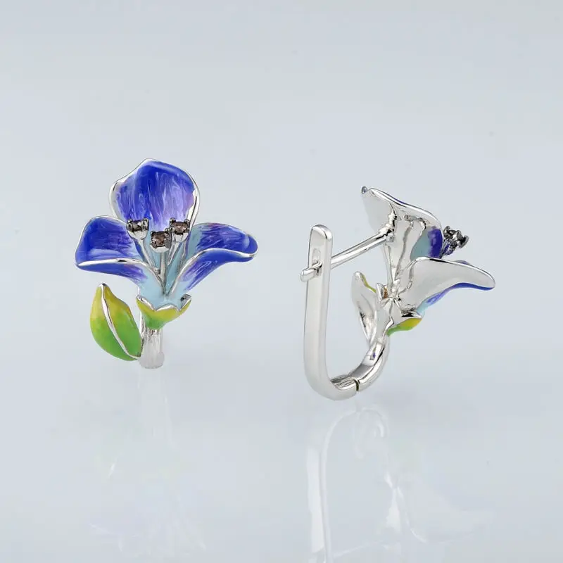 Женские серебряные сережки SANTUZZA из стерлингового серебра 925 пробы morning glory Flower