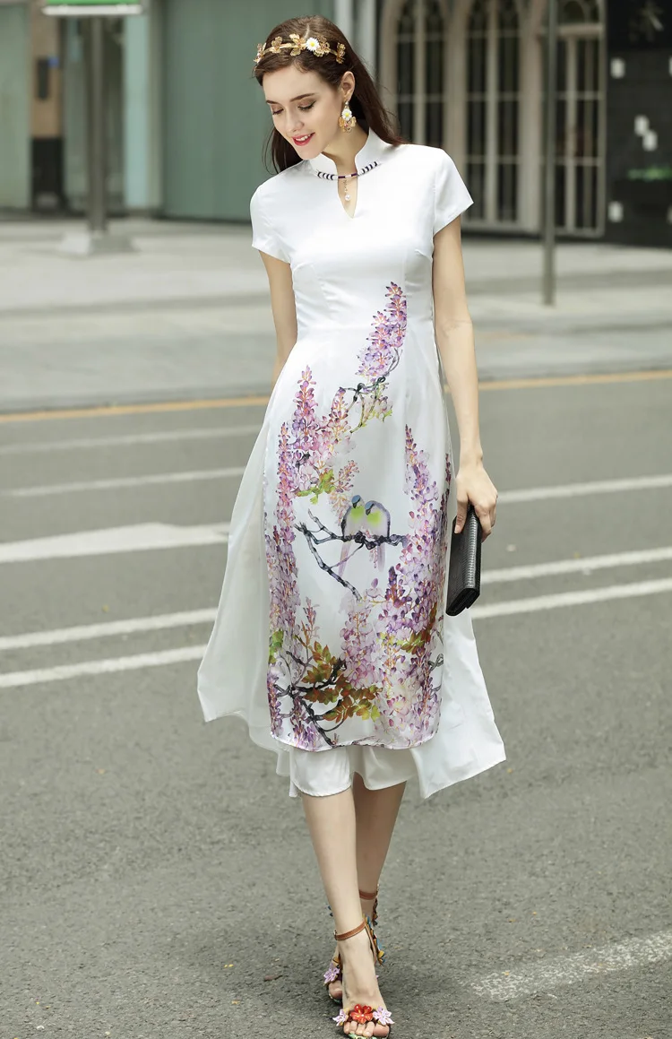 

2021 summer holiday party elegant Ao dai Asian style qipao dress for women