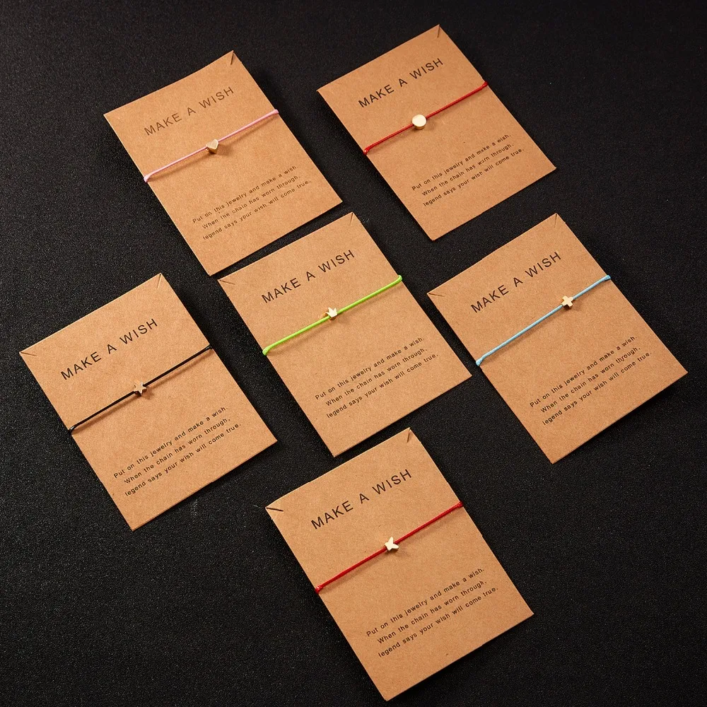 Женский браслет трос Wish Card регулируемый из ручного плетения Минималистичная