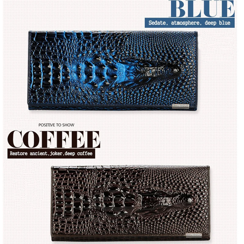 Women Lock Wallet Female Handbag Money Coin Purses Holder Brand Genuine Leather 3D Alligator Ladies Crocodile Long Clutch | Багаж и сумки