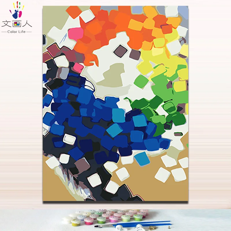 Цветные абстрактные небо картины по номерам с посылка Холст Краска для