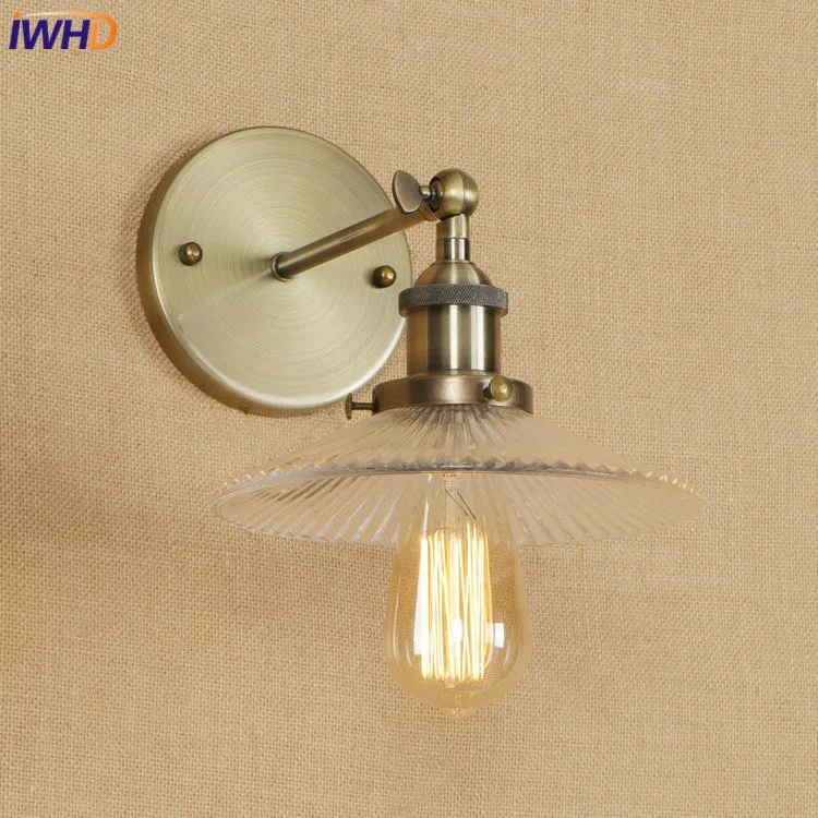 IWHD Лофт Edison светодиодный настенный светильник Железный Регулируемый Wandlamp стеклянный светильник для ванной комнаты RH светильники Домашний Светильник ing аппликация Murale светильник