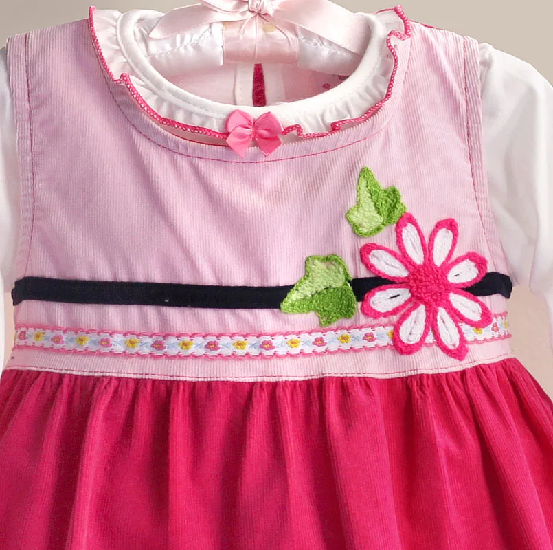 Новая одежда для девочек платье с вышитыми бабочками и цветами + футболки