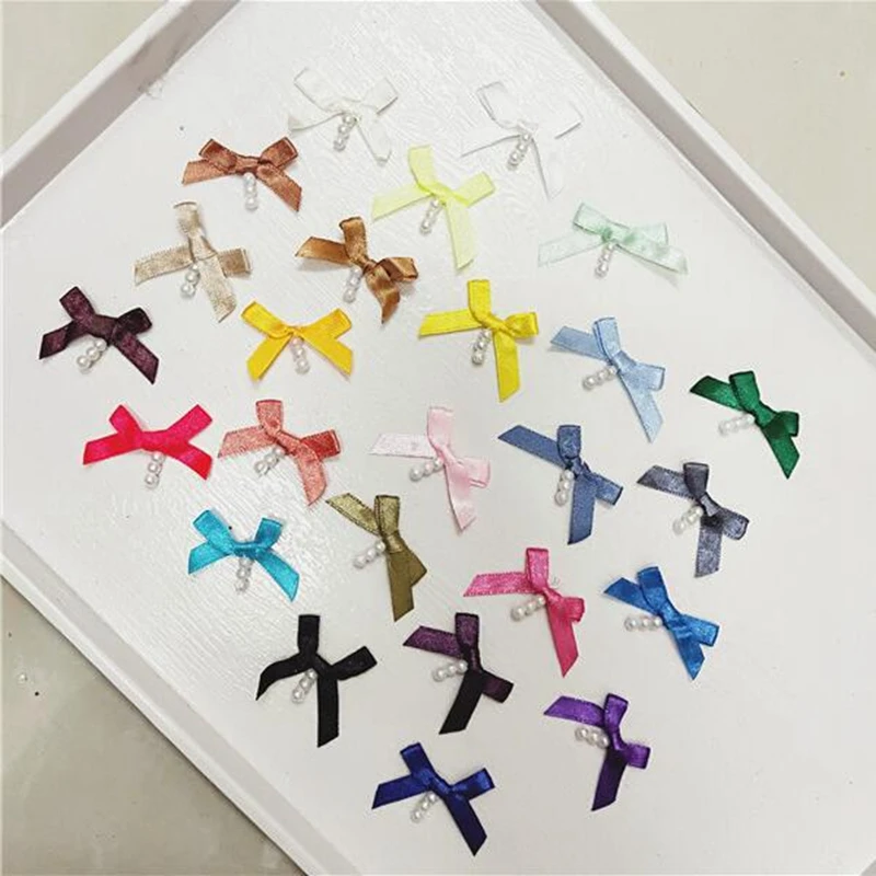 100 шт./лот разноцветные галстуки-бабочки из бисера ручной работы Мини атласная