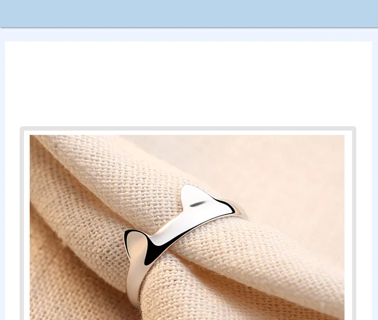 925 Sterling Silver Cat Ear Rings For Women Student Cute Sweet Personalized Adjustable Girls Fashion Creative Jewelry Ring Gift