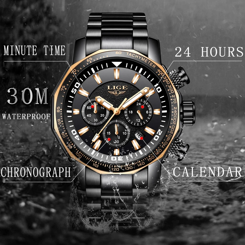 Relojes para hombres мужские часы с большим циферблатом военные LIGE Лидирующий бренд