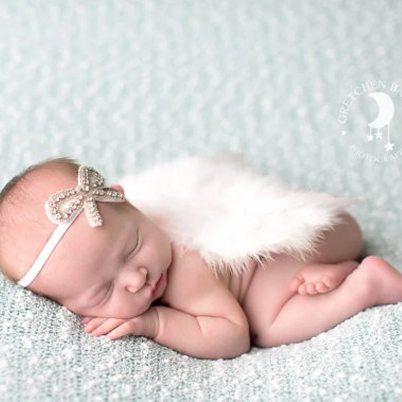 Белая перьевая повязка на голову с крыльями ангела от кутюр Стразы бантом