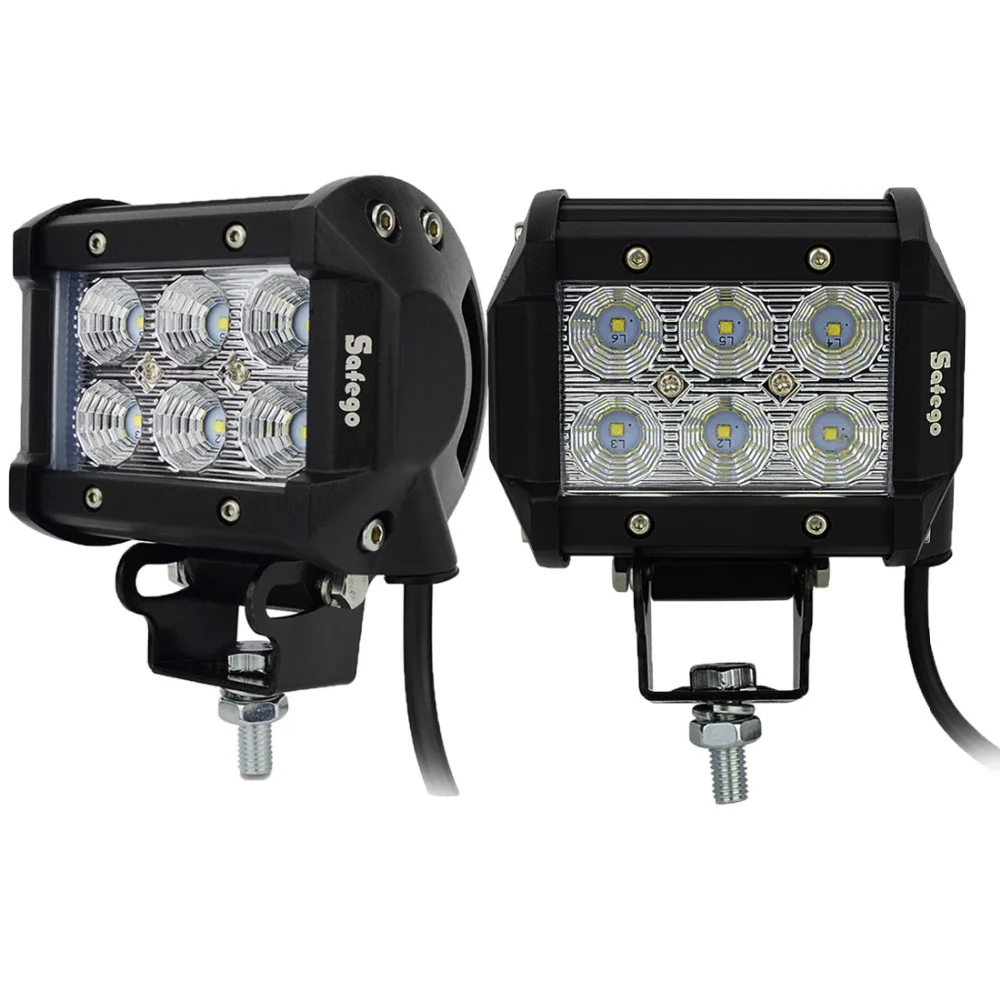 Safego 2x4 дюйма 12 в 18 Вт Светодиодная панель для работы внедорожника 4x4 ATV Лодка Led