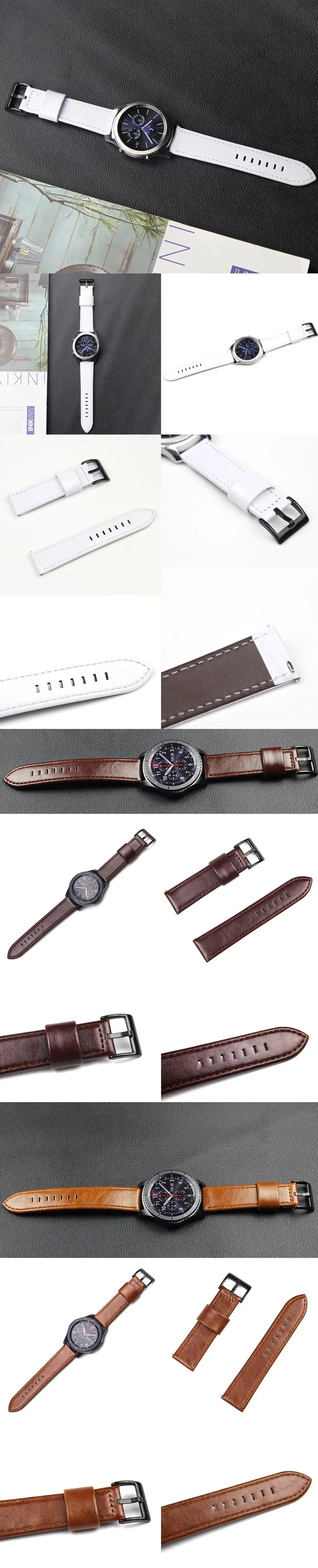 Хохлатый ремешок из натуральной кожи для samsung gear S3 Frontier/классический galaxy watch 46 мм ремешок Смарт-часы браслет ремешок 22 мм