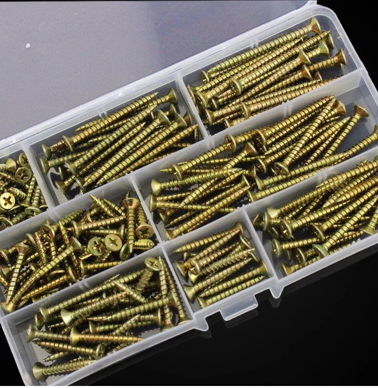 

Free Shipping 200Pcs Color Zinc Hard M4 Cross Head Countersunk Head Self Tapping Nail Set