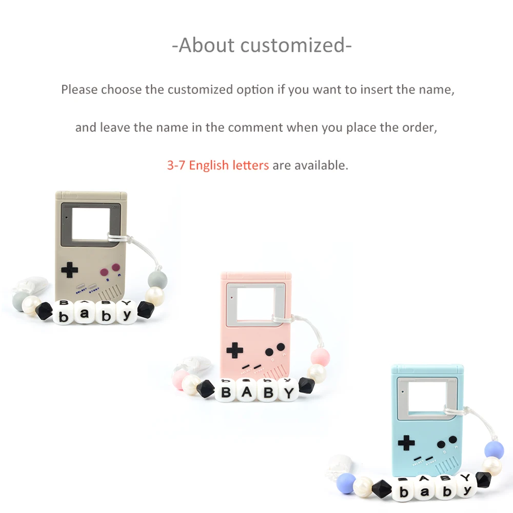 Зажим для соски персонализированные Gameboy силиконовый для детей для прорезывания зубов кулон ожерелье Прорезыватель для DIY Модный ребенок уход за полостью рта соски зажимы