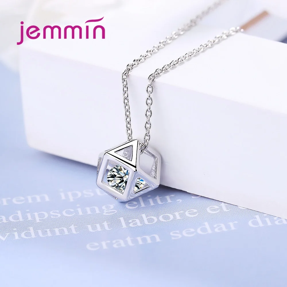 Новое ожерелье из стерлингового серебра 925 пробы с сверкающим кубическим