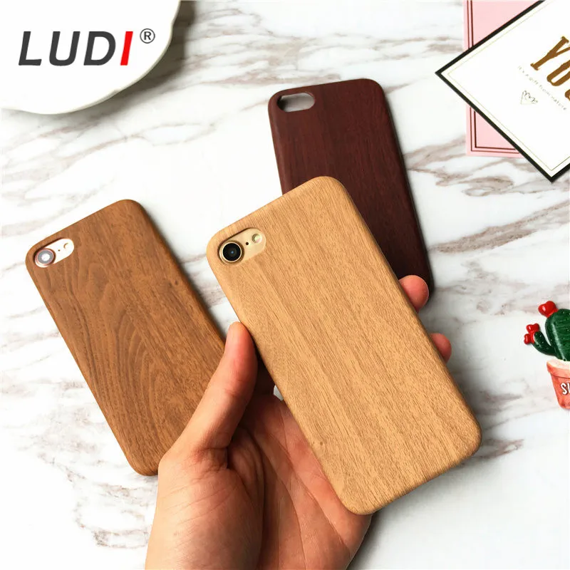 Роскошный чехол LUDI из ТПУ с деревянным рисунком для iphone XR/XS/X/8/7/6splus/8plus/5/5S/SE мягкие