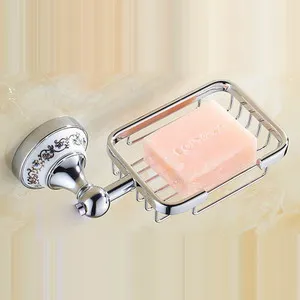 soap basket Роскошный держатель для полотенец, настенный набор аксессуаров для ванной комнаты, керамический набор из нержавеющей стали для ванной, хромированный держатель для туалетной щетки - Цвет: soap basket