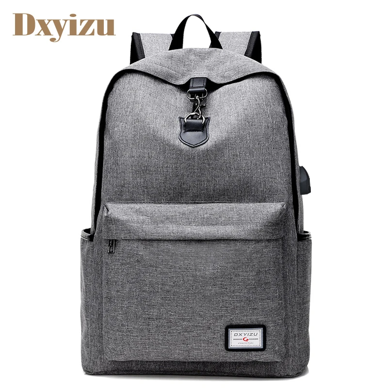 

Men's USB Charging Backpacks Chains Decorate Laptop Bags Nylon Preppy Men's School Bags Travel Large Capacity Backpacks
