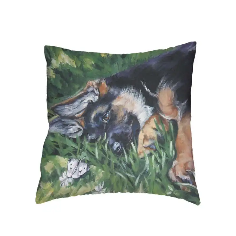 2018 горячие милые животные шаблон Наволочка немецкая овчарка Черная задняя 45*45 см