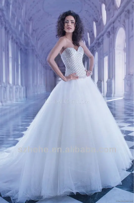 JM.Bridals CY1007 Fabulous Sweetheart Chapel train Pearls Tulle ball wedding gowns 2014 | Свадьбы и торжества