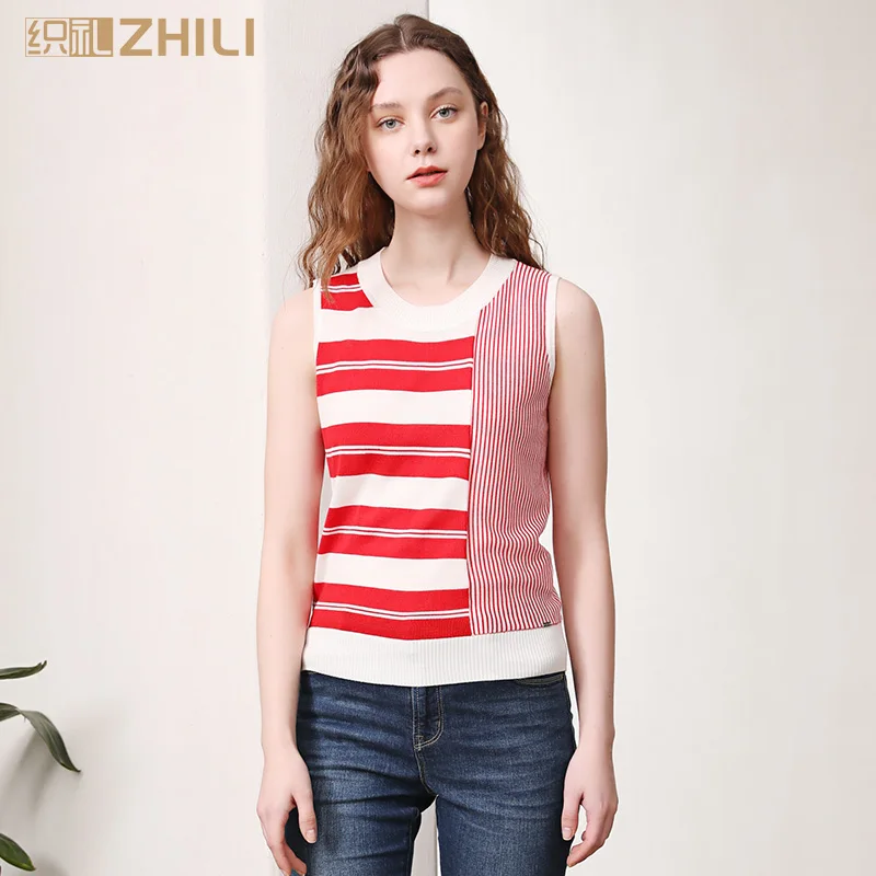 

ZHILI Women's Knit Striped Sleeveless Summer Casual Vest Tops(S-4XL)