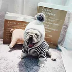 Зимняя Теплая Одежда для собак для французского бульдога хлопковые Толстовки для чихуахуа Полосатое пальто для маленькой собаки Домашние животные щенки куртка с капюшоном XXL