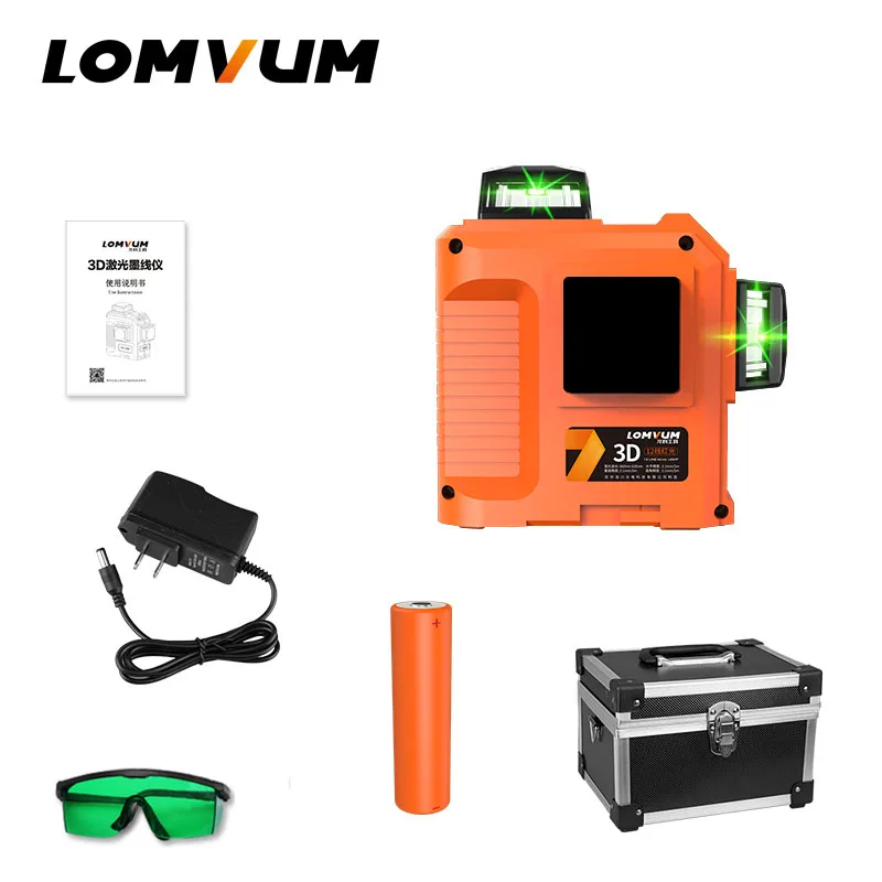 LOMVUM лазерный уровень 12 линий 3D 360 градусов вращающаяся Лазерная линия
