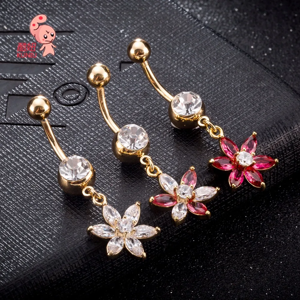 2018 Новые Горячие Роскошные циркониевые кристаллы цветок кольца для пупка