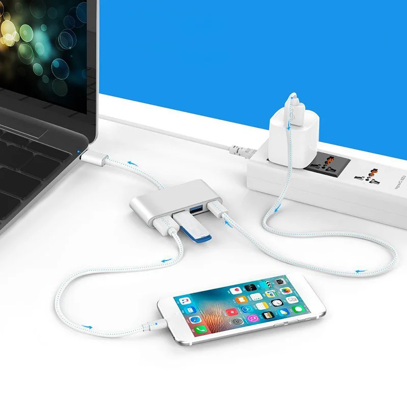 Usb-хаб с адаптером питания новейший мульти-порт s Usb 3 1 Тип C USB-C адаптер донгл