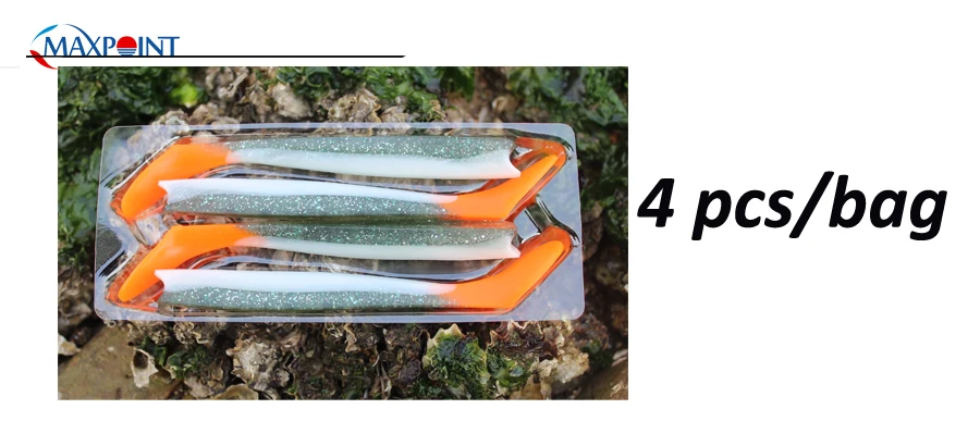 Maxpoint 11 см/4,3 дюймов Мягкая приманка на гибкой виниле Swimbait SAYORI Shad хвост приманки 4 шт./pk мягкие рыболовные приманки наконечник Eel Shad