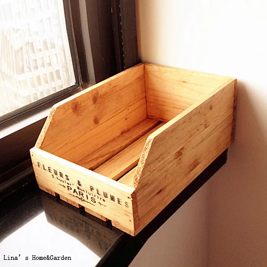 Деревянный прямоугольный ящик ручной работы с натуральной отделкой|crate wooden|wooden
