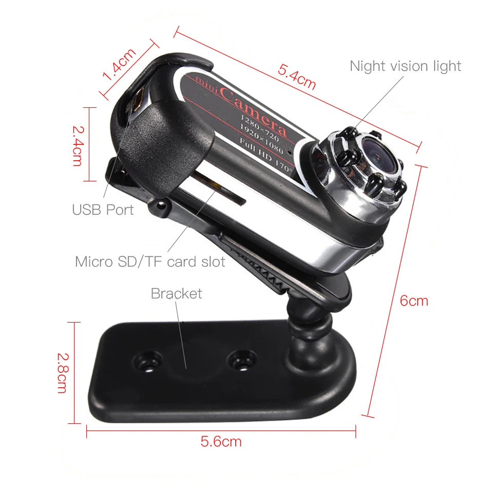 QQ5 Мини видеокамера Full HD 1080P инфракрасного ночного видения мини Webcam 170 широкий